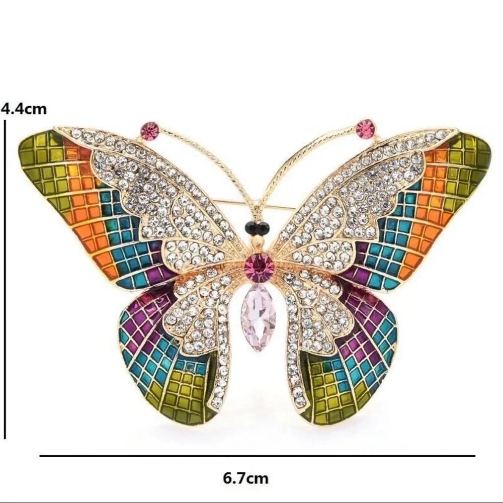 Colorful Butterfly Brooch with Crystals - Picture 2 of 3